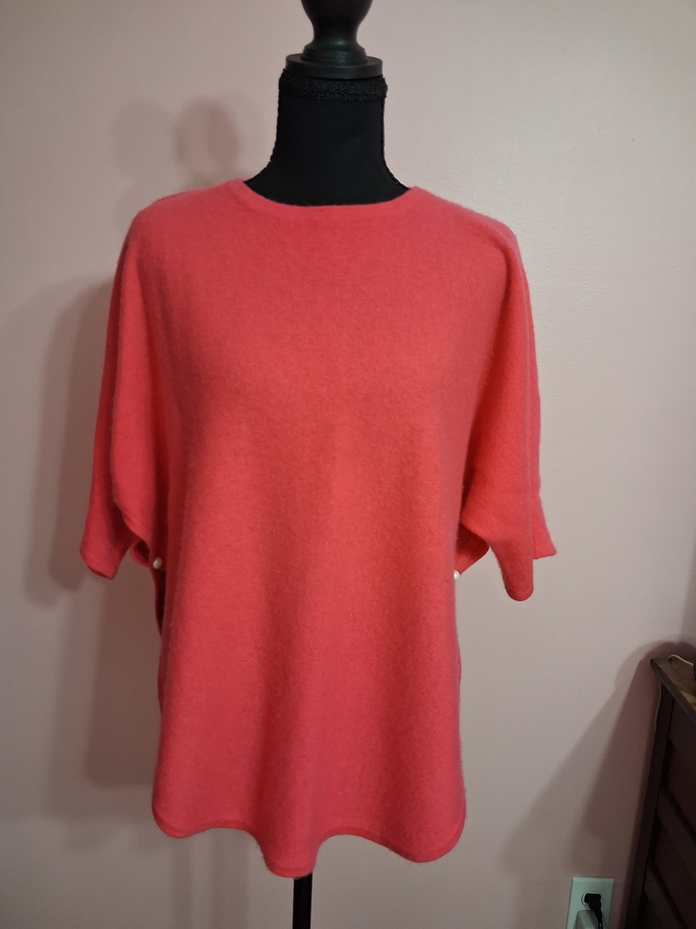 Women's Pink Short-Sleeve Cashmere Blend Top